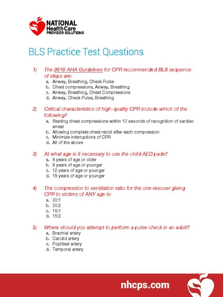 bls certification exam answers