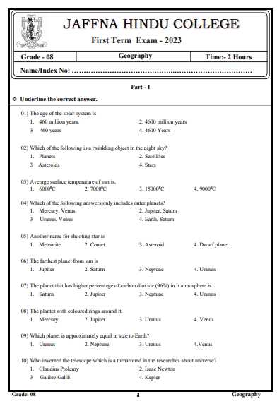 geography final exam answers