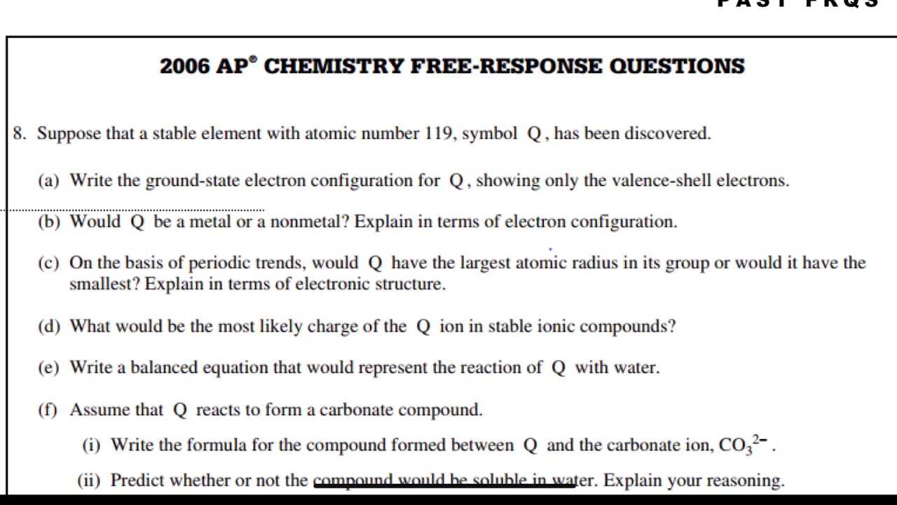 ap chem 2000 free response answers