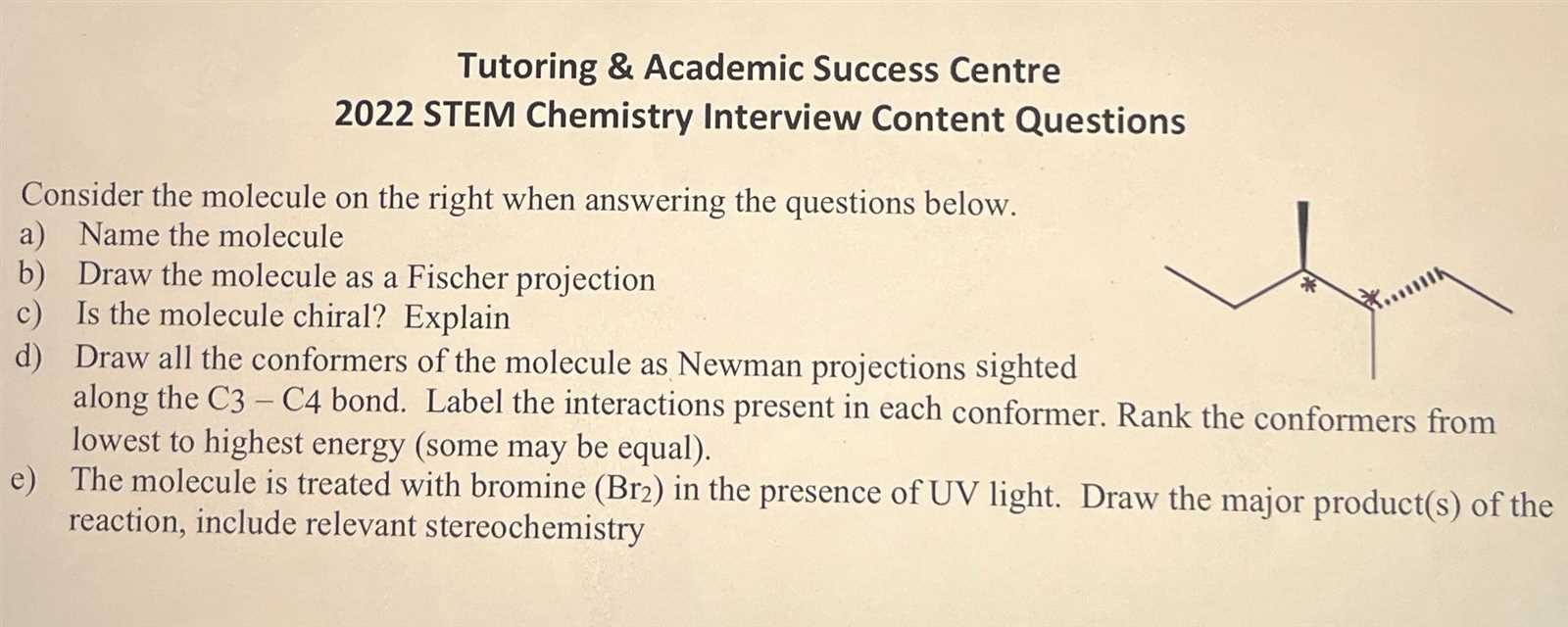 stereochemistry exam questions and answers