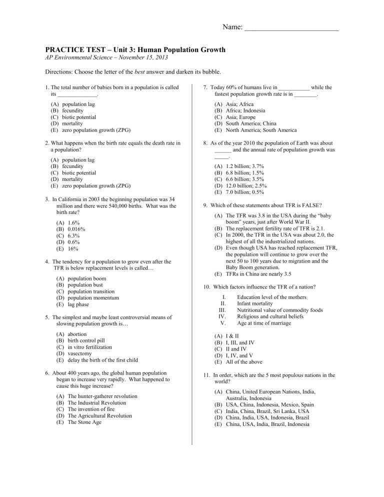 unit 3 ap environmental science practice exam answers