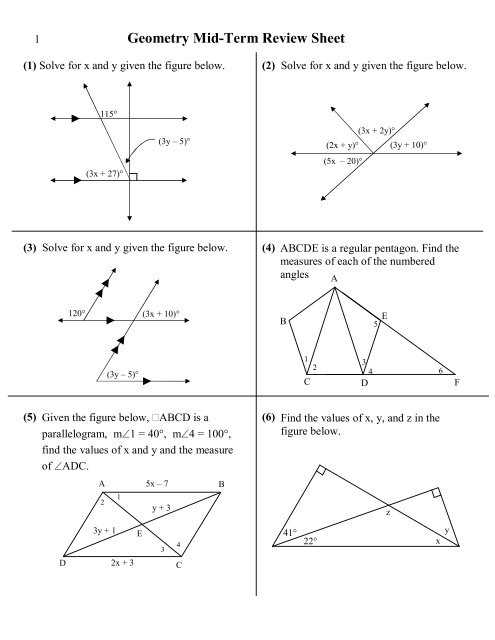 geometry midterm review answers