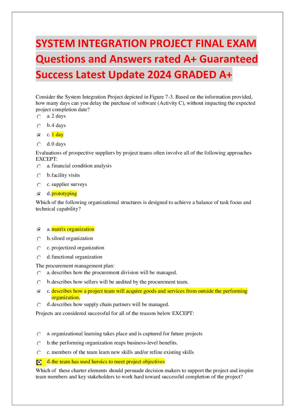 decision support system exam questions and answers