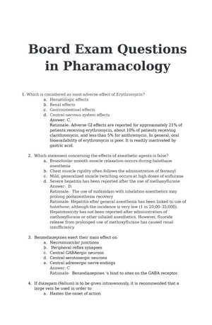 pharmacology exams questions and answers