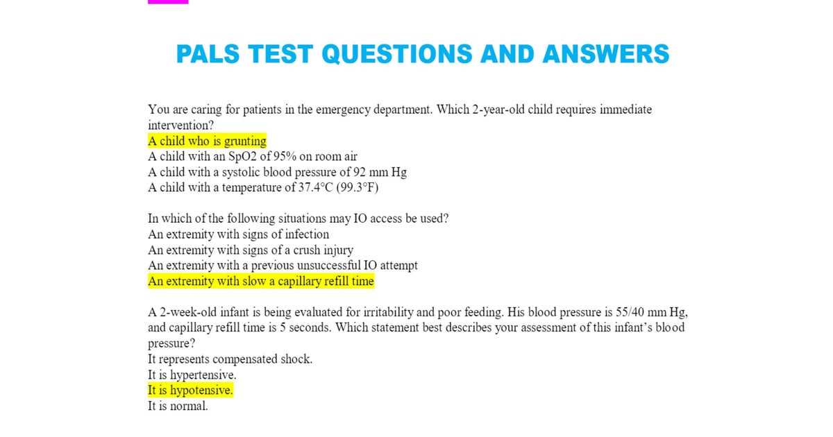 pals practice exam questions and answers