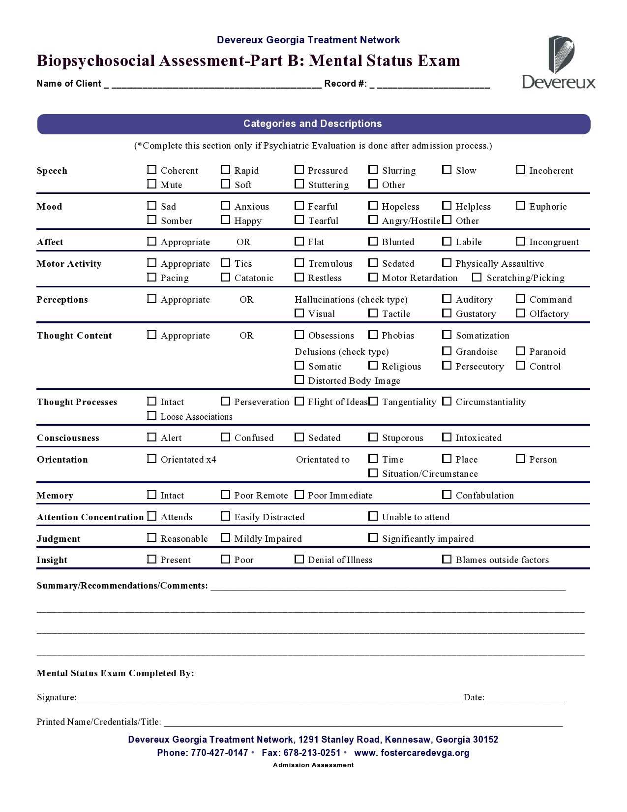 mental status exam training