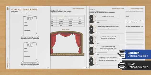 the tragedy of romeo and juliet act 3 worksheet answers