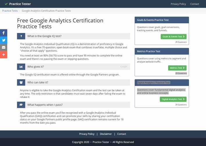 google analytics certification exam questions and answers