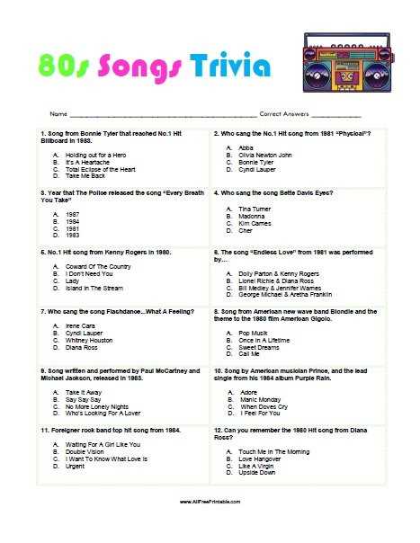 80s music trivia with answers