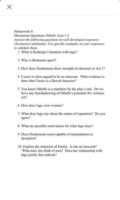 othello act 2 questions and answers