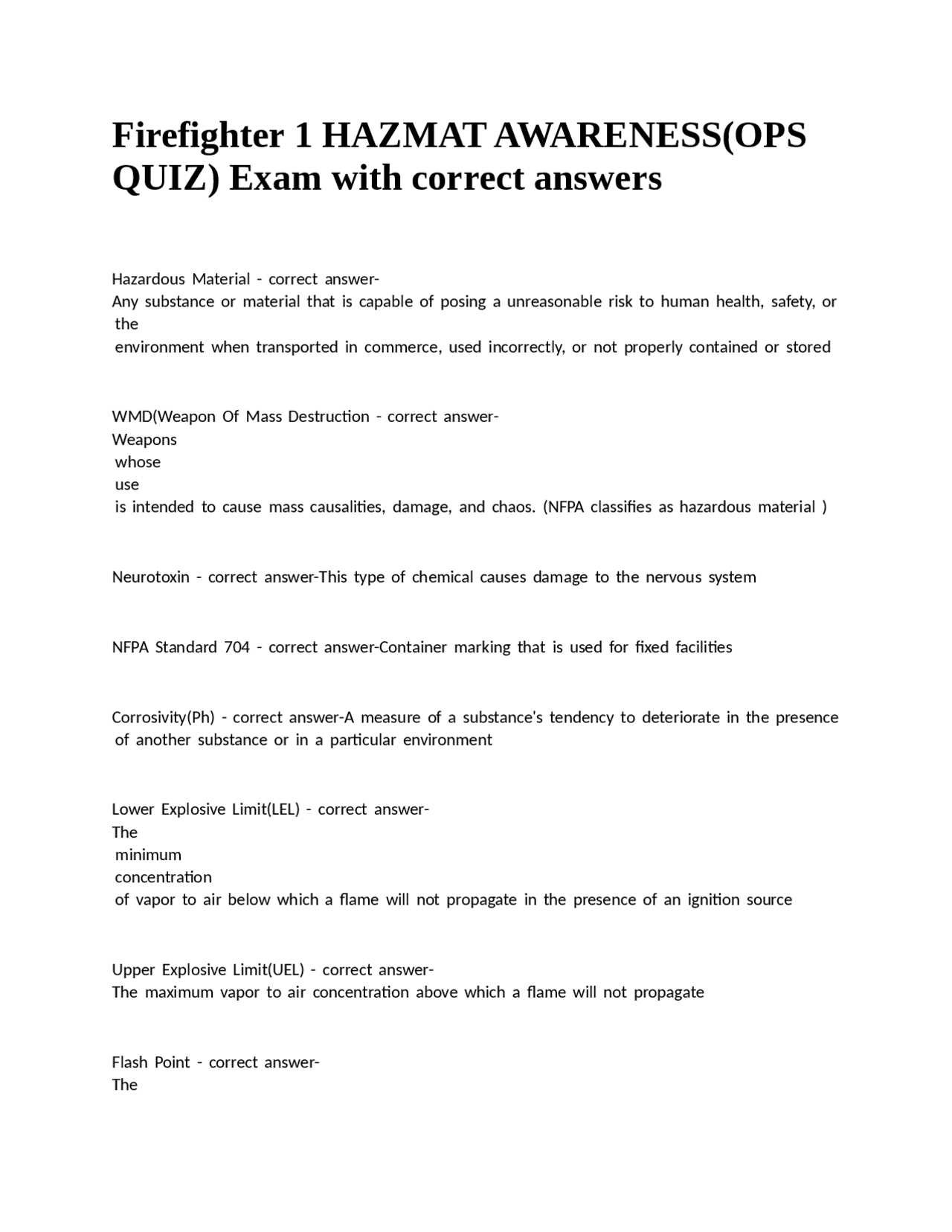 hazmat final exam answers