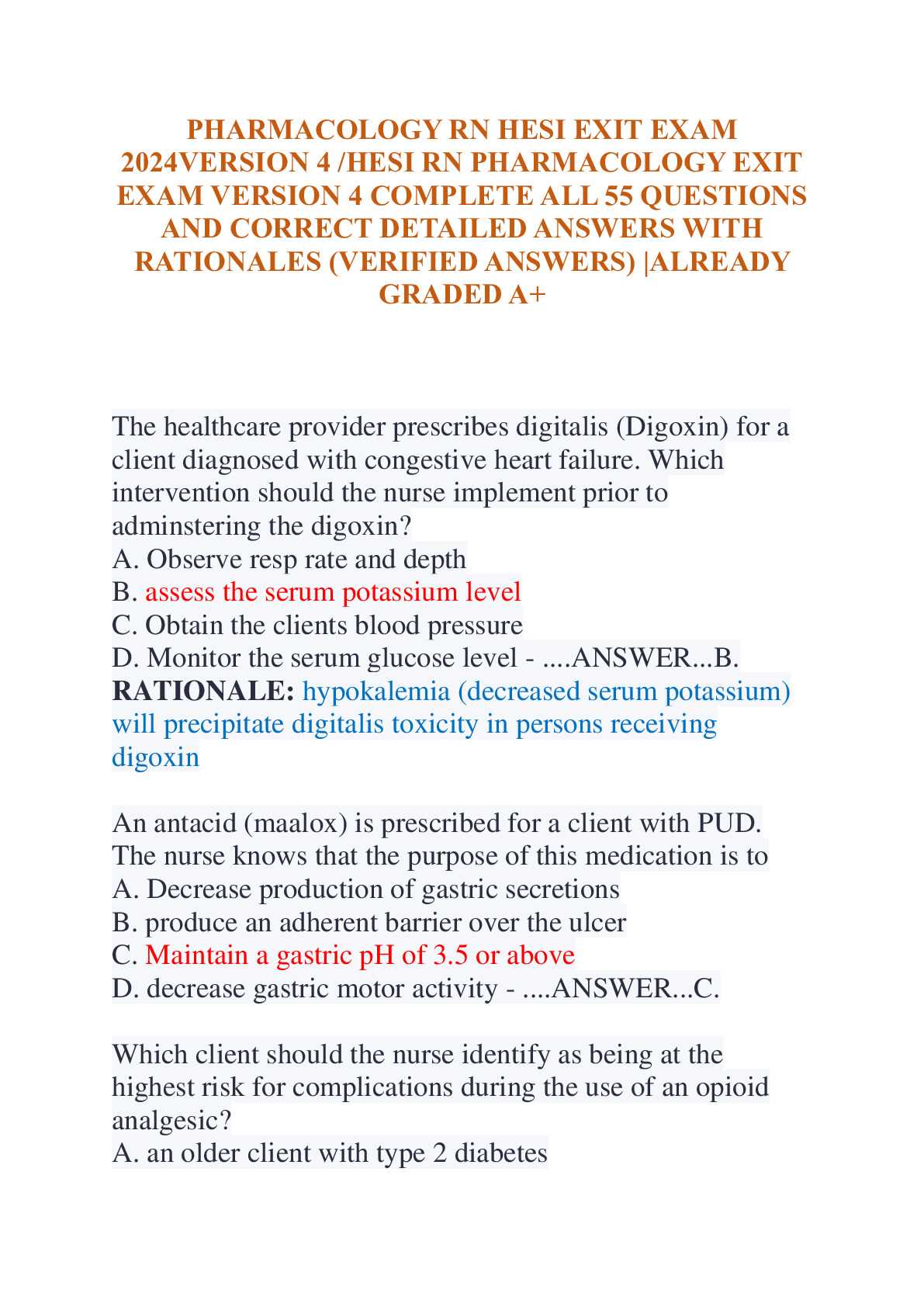 hesi pharmacology exit exam