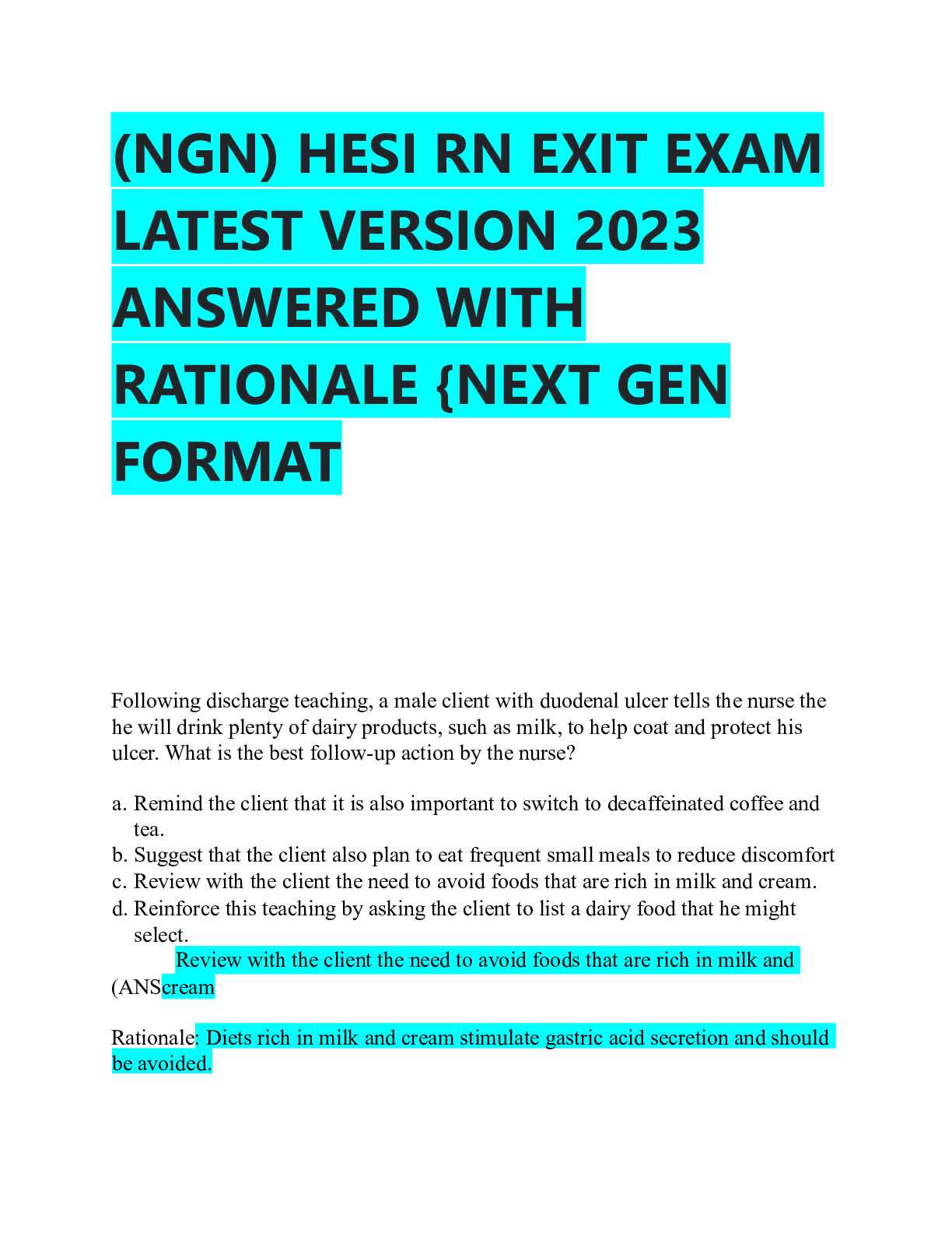 hesi rn exit exam 2025 ngn screenshots questions with answers