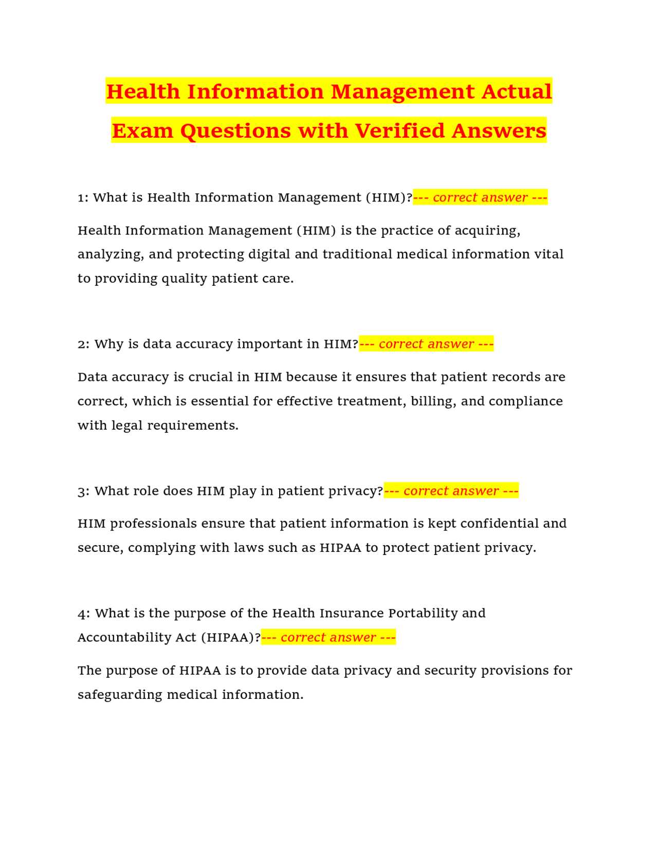 hipaa exams answers