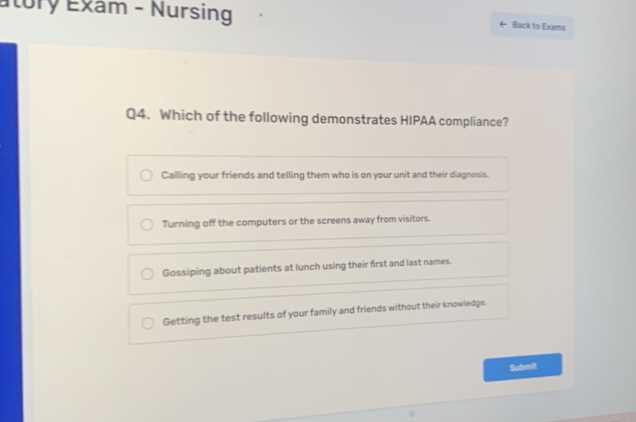 hipaa questions and answer test