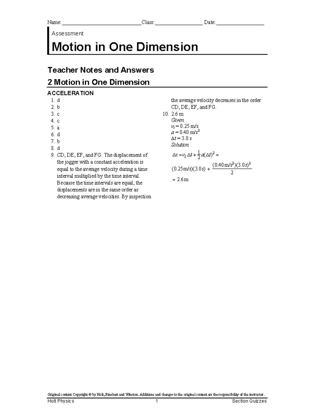 holt physics answer key