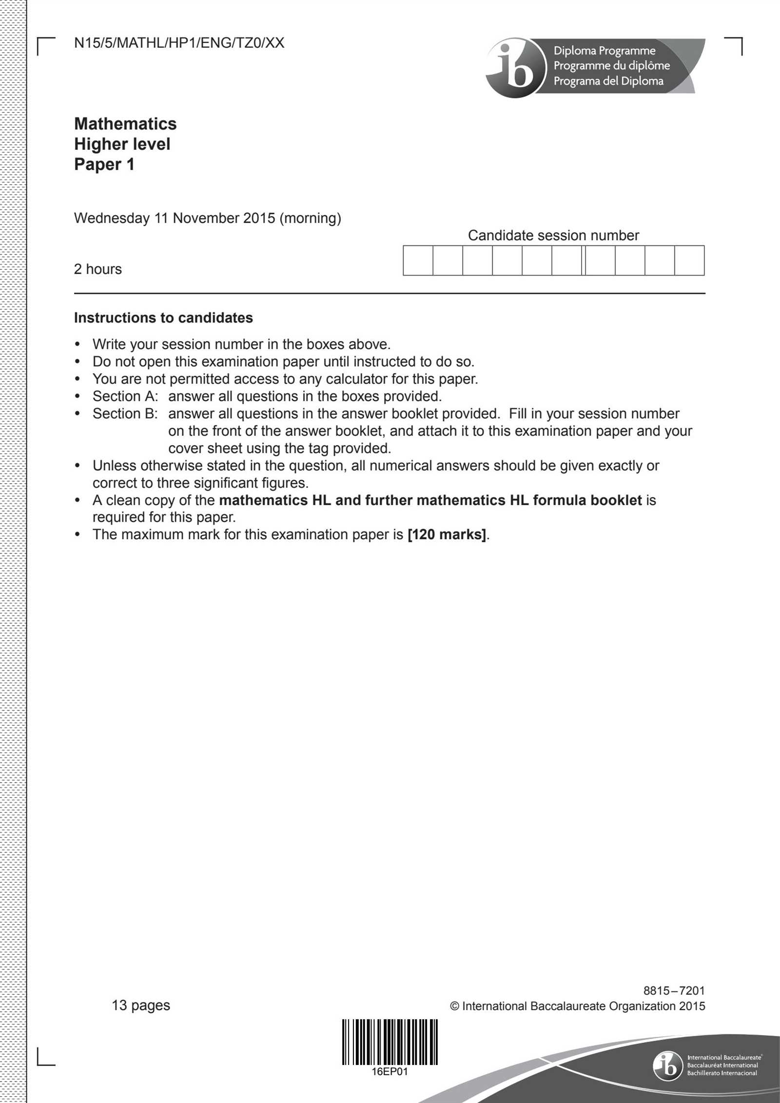 ib exam answer booklet