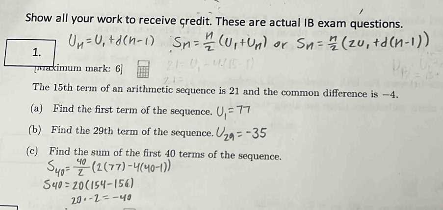 ib math exam