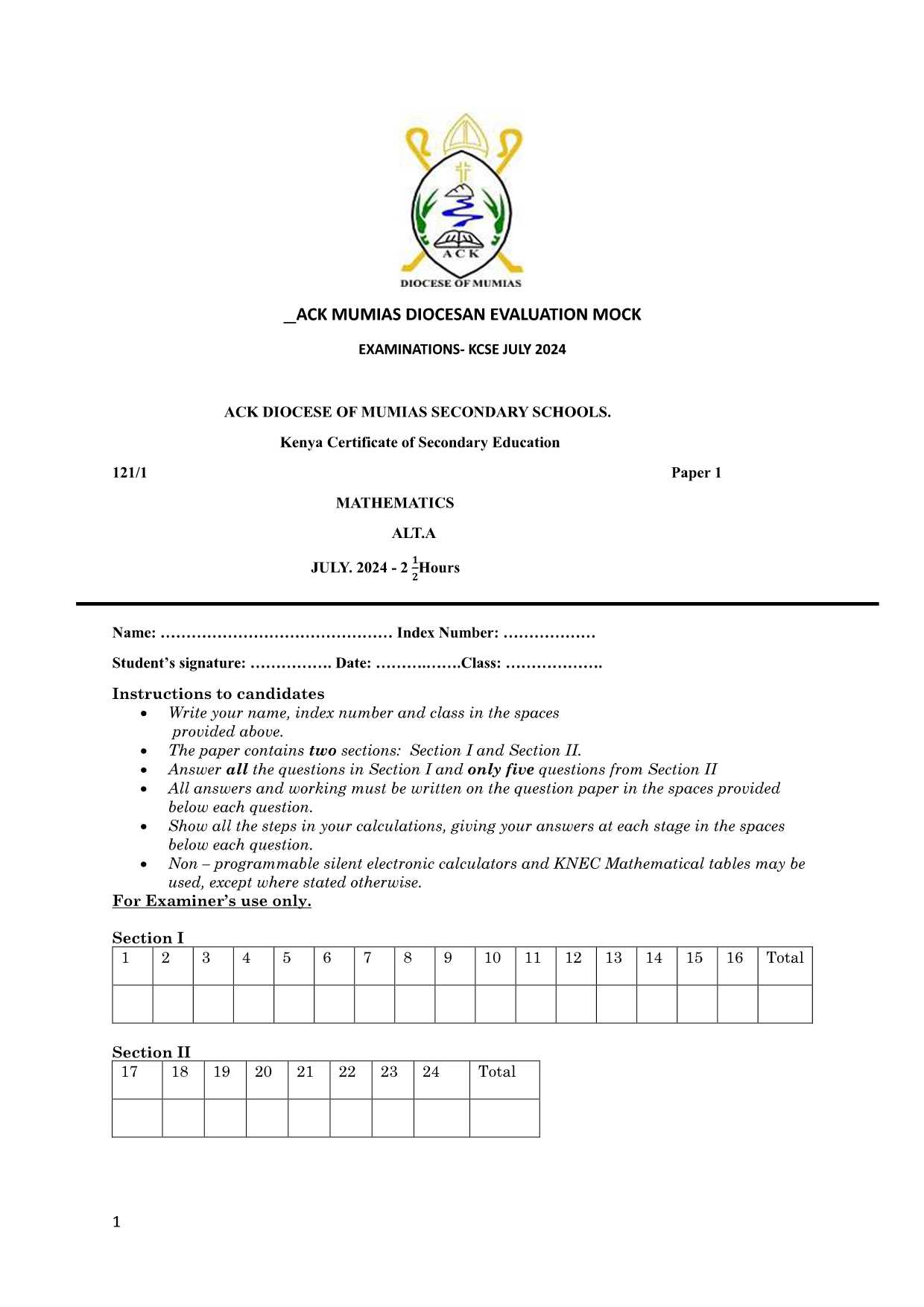 form 1 science exam paper with answer