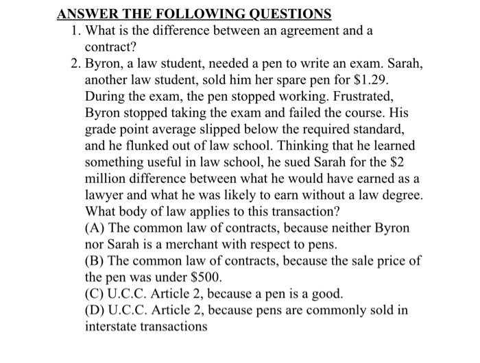 contracts exam model answer