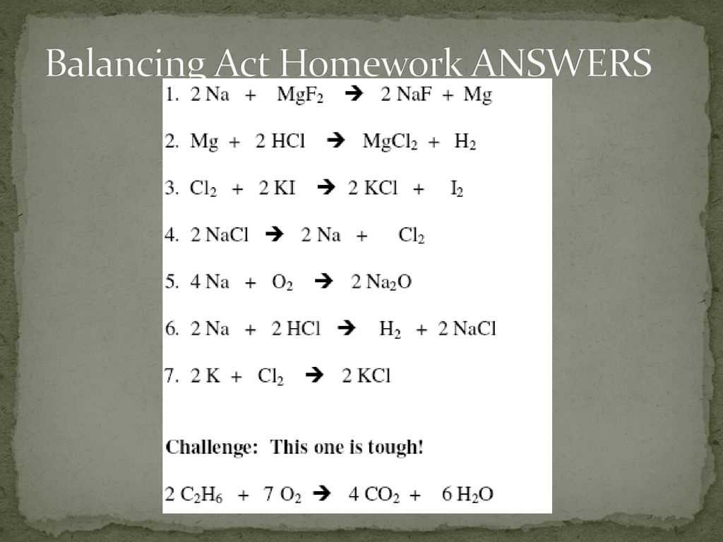 balancing act worksheet answers key