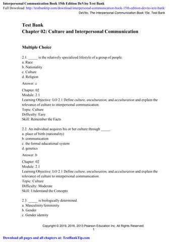 interpersonal communication final exam answers