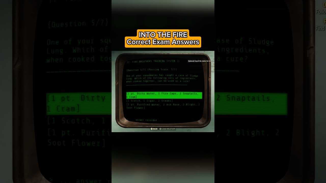 into the fire exam answers fallout 76