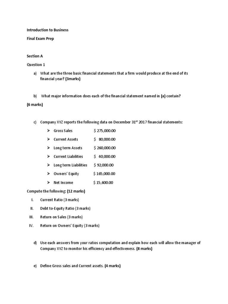 introduction to business final exam questions and answers