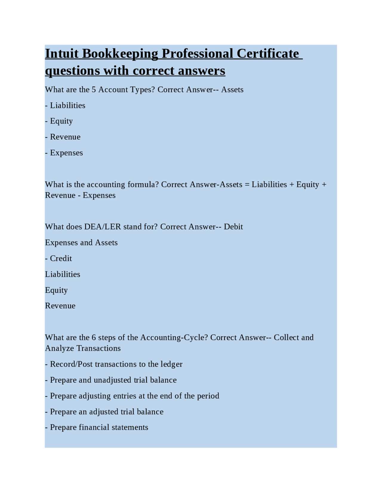 intuit tax level 1 exam answers