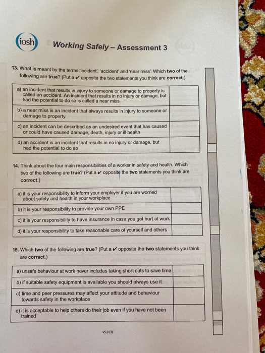 iosh managing safely exam questions and answers