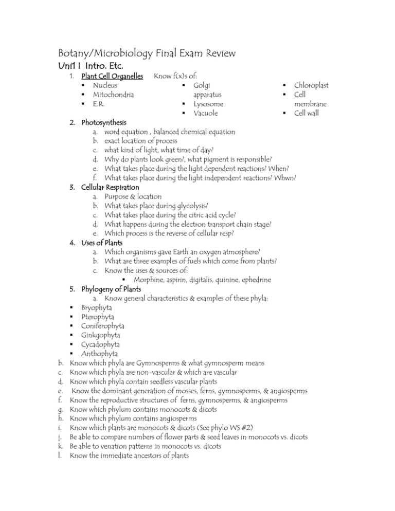 microbiology final exam review