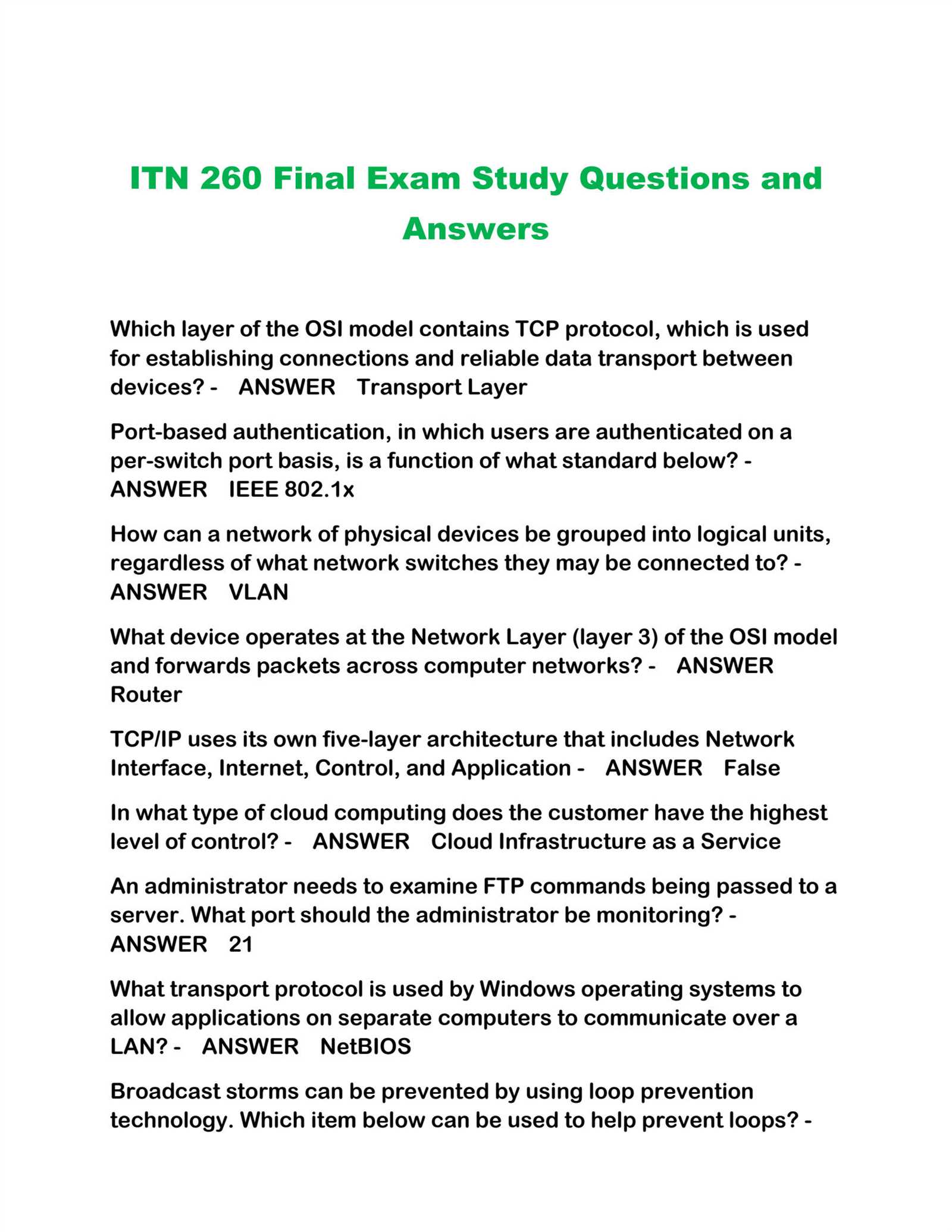 itn chapter 8 exam