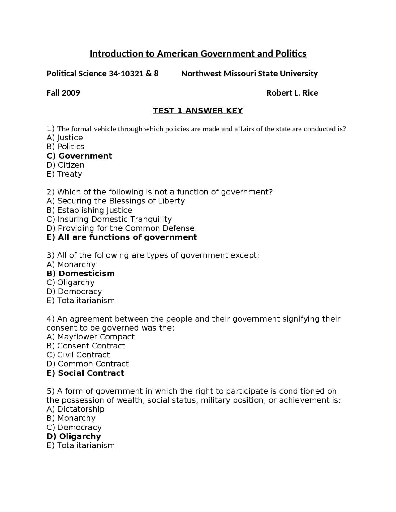 government exam answers