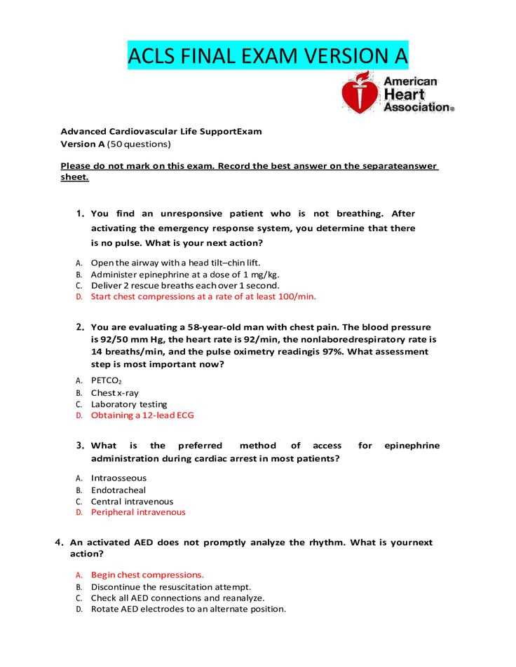 american heart association exam c answers