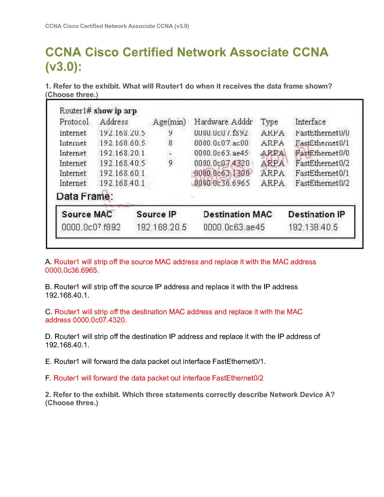 ccna cert exam answers