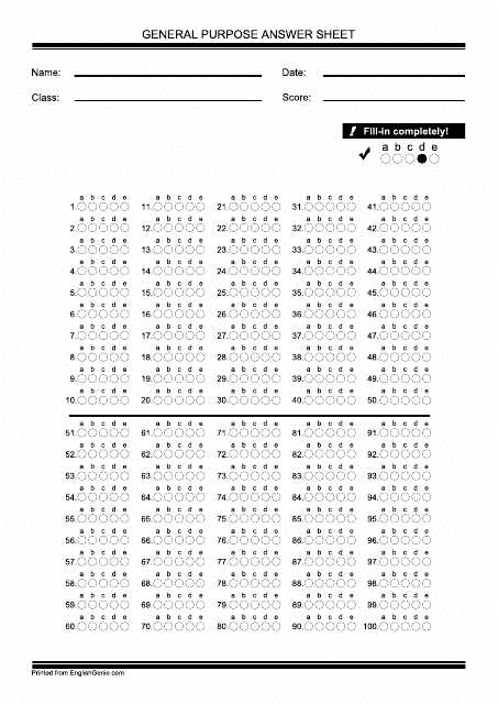 answer sheet doc