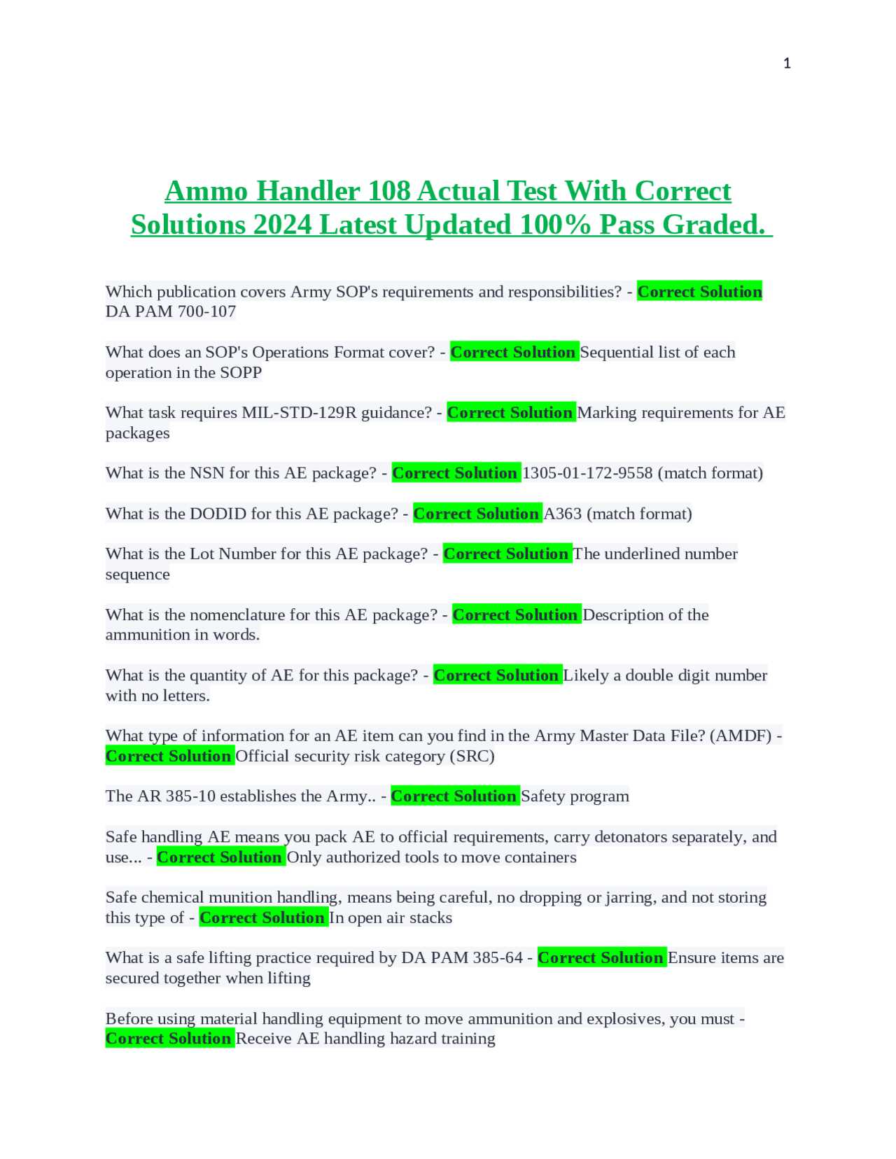 ammo handlers 108 exam answers