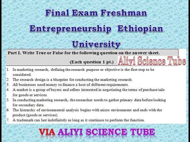 entrepreneurship final exam questions and answers 2025