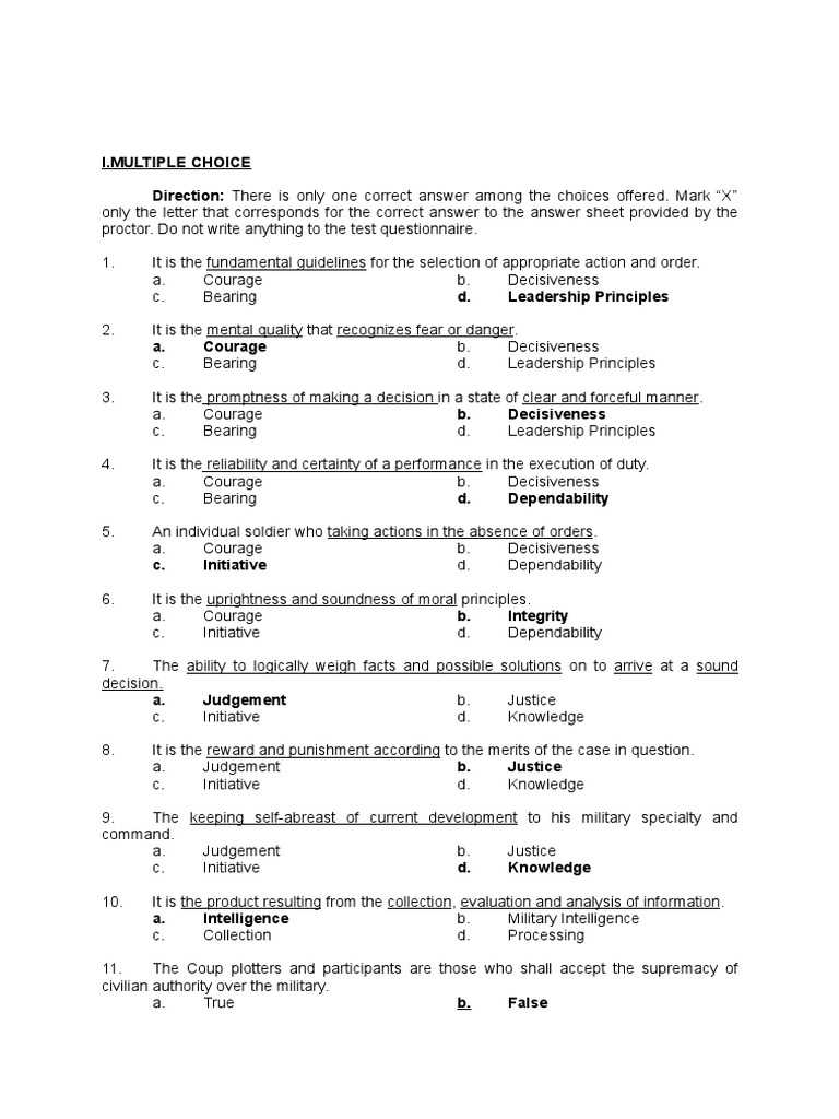 jrotc final exam answers