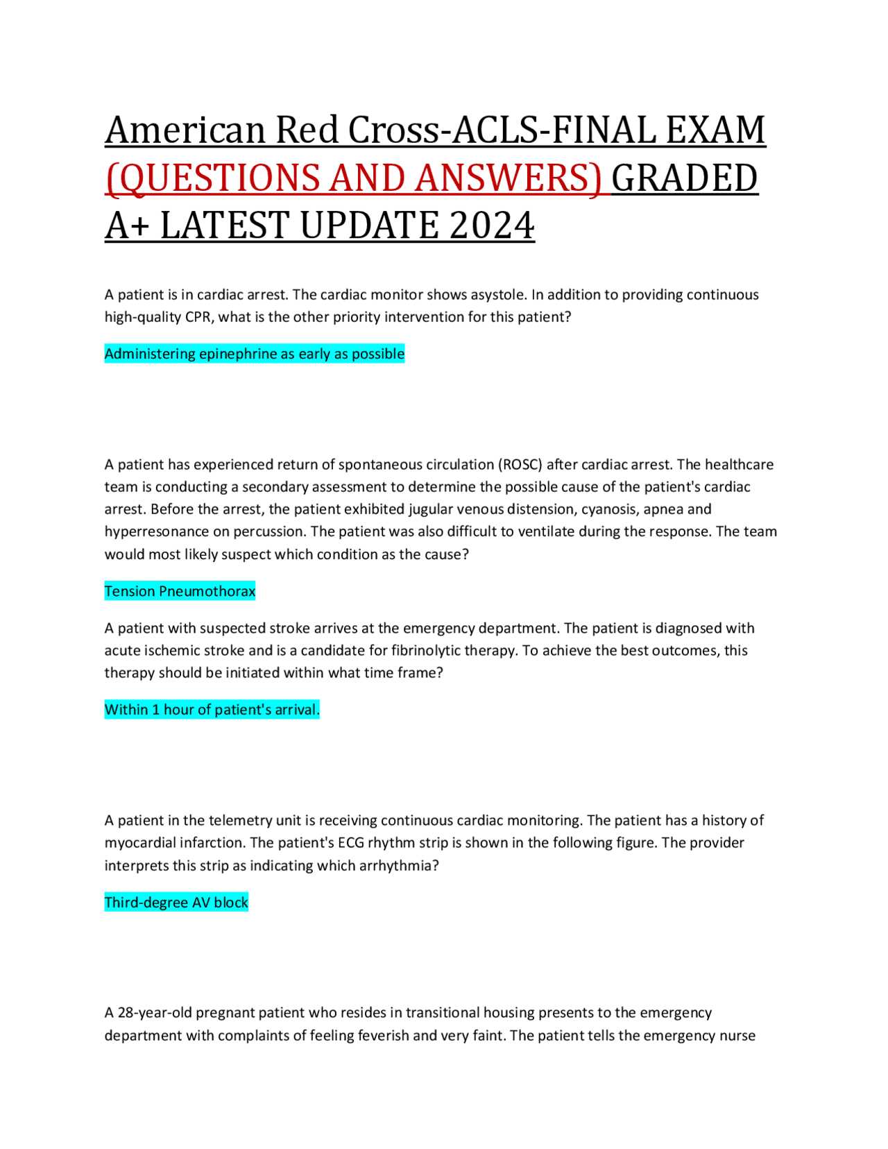 acls final exam answers