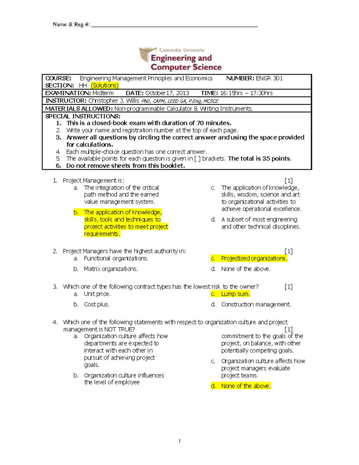 principles of engineering midterm exam answers