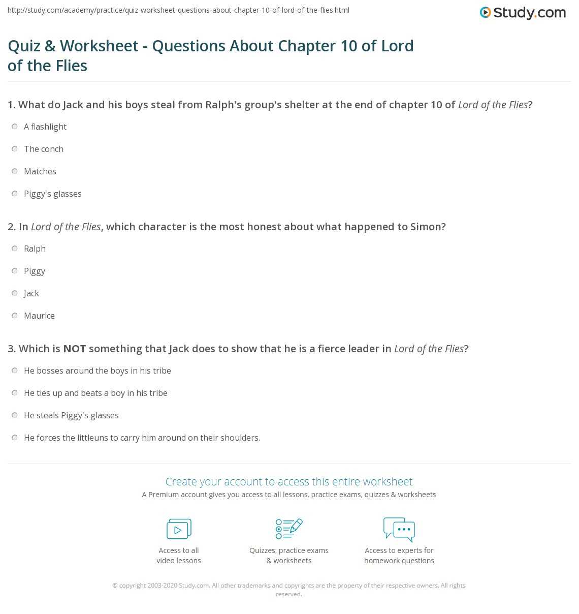 lord of the flies questions and answers