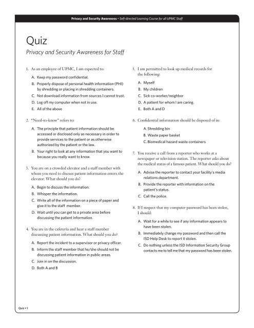 hipaa test answers and questions