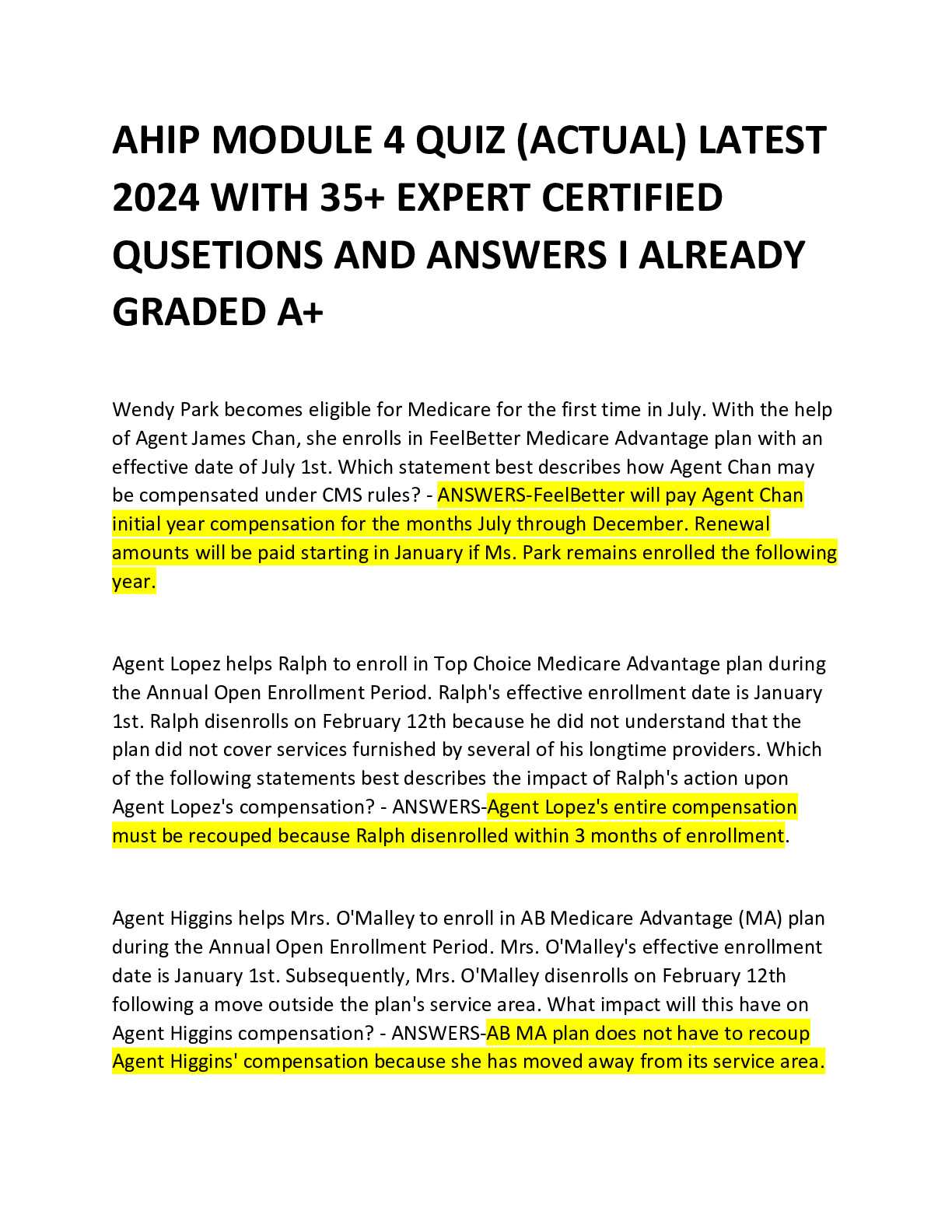 ahip medicare final exam