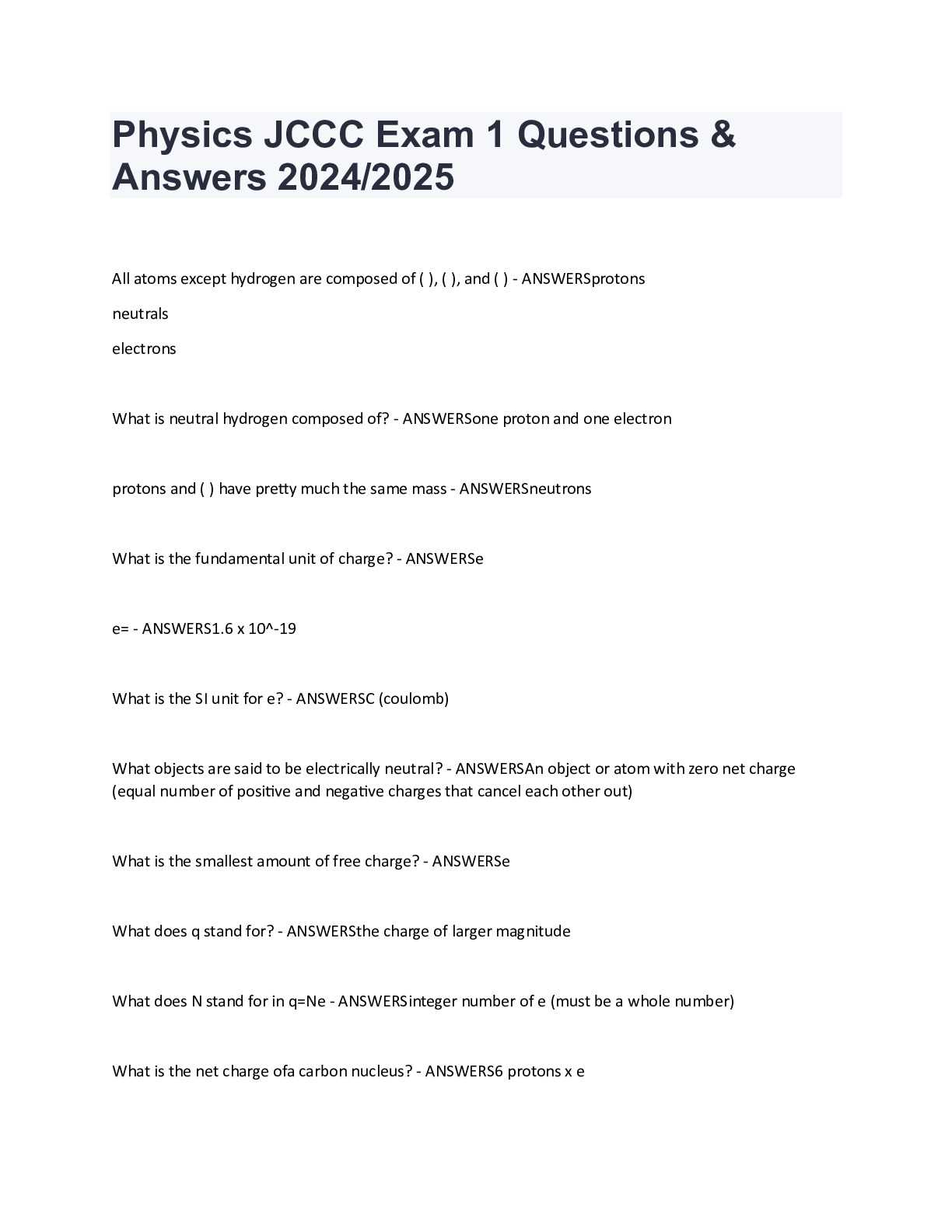 physics final exam question and answer 2025