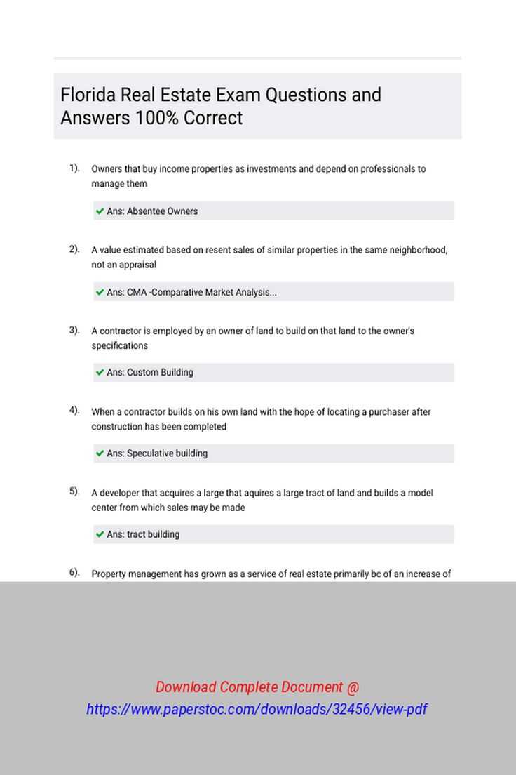 real estate appraisal exam answers