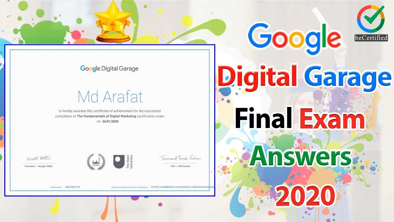 google digital marketing certification final exam answers