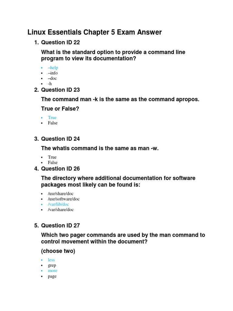 linux essentials chapter 5 exam answers