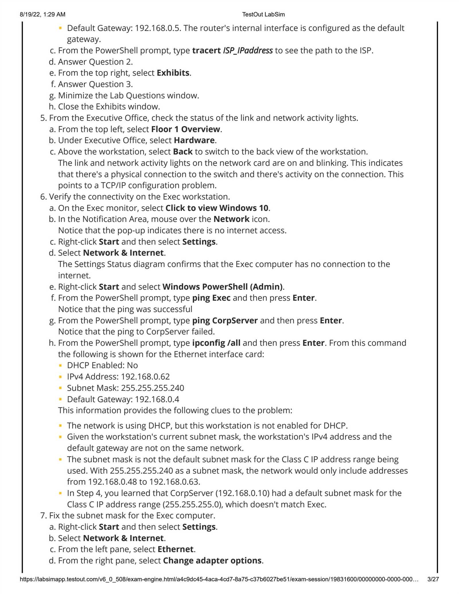 labsim exam answers