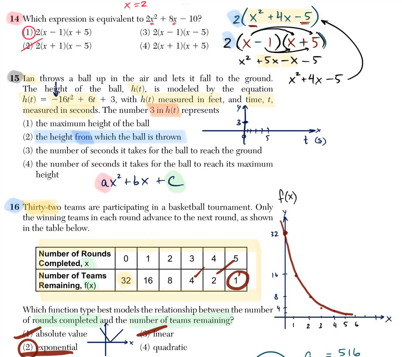 regents exam questions a2 s 7 exponential regression answer key